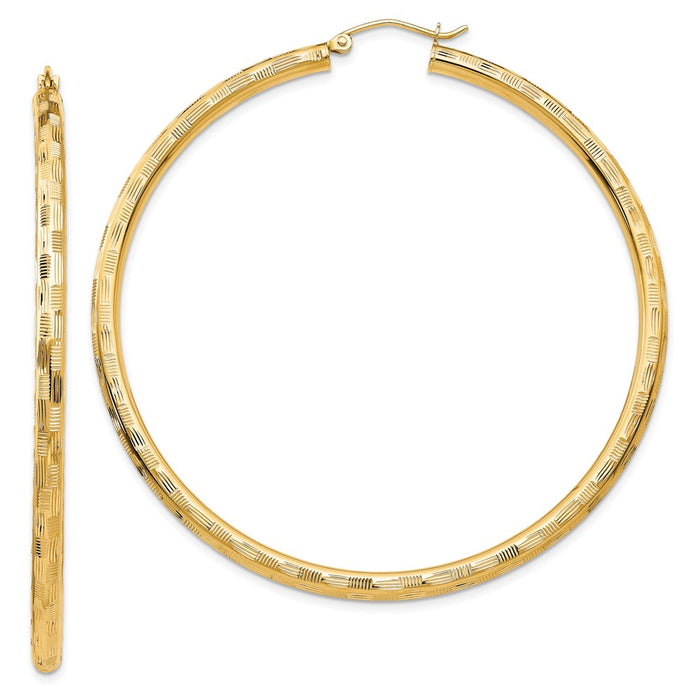 14k Diamond-cut Hoop Earrings