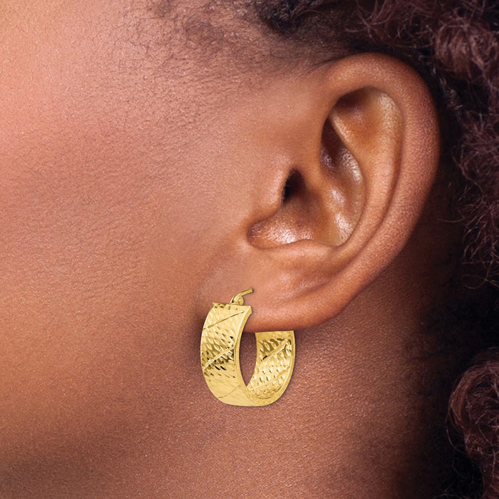 14k Diamond Cut Hoop Earrings