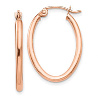 Thumbnail for 14k Rose Gold Oval Hoop Earrings