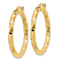 Thumbnail for 14k Polished/Textured Post Hoop Earring