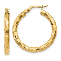 Thumbnail for 14k Polished/Textured Post Hoop Earring