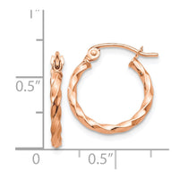 Thumbnail for 14k Rose Gold Twisted Hoop Earrings