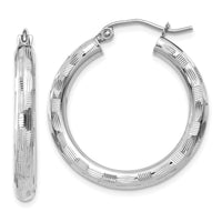 Thumbnail for 14k White Gold Diamond-cut Hoop Earrings