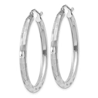 Thumbnail for 14k White Gold Diamond-cut Hoop Earrings