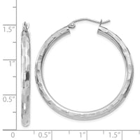 Thumbnail for 14k White Gold Diamond-cut Hoop Earrings