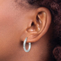Thumbnail for 14k White Gold Diamond-cut Hoop Earrings