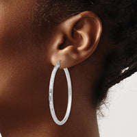Thumbnail for 14k White Gold Diamond-cut Hoop Earrings