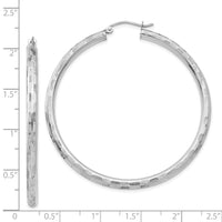 Thumbnail for 14k White Gold Diamond-cut Hoop Earrings
