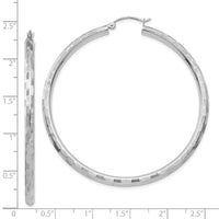 Thumbnail for 14k White Gold Diamond-cut Hoop Earrings
