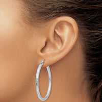 Thumbnail for 14k White Gold Diamond-cut Hoop Earrings