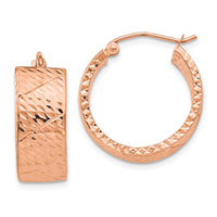 Thumbnail for 14k Rose Gold Diamond Cut Hoop Earrings
