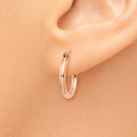 Thumbnail for 14k Rose Gold Polished 2mm Lightweight Tube Hoop Earrings