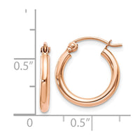 Thumbnail for 14k Rose Gold Polished 2mm Lightweight Tube Hoop Earrings