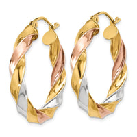 Thumbnail for 14k Tri-color Light Twisted Hoop Earrings