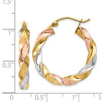 Thumbnail for 14k Tri-color Light Twisted Hoop Earrings