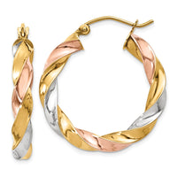 Thumbnail for 14k Tri-color Light Twisted Hoop Earrings
