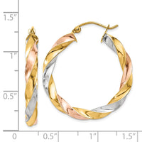 Thumbnail for 14k Tri-color Light Twisted Hoop Earrings