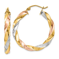 Thumbnail for 14k Tri-color Light Twisted Hoop Earrings