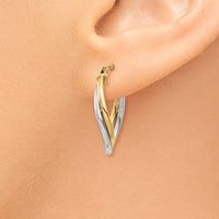 Thumbnail for 14K Two-Tone Polished Oval Hoop Earrings