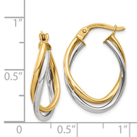 Thumbnail for 14K Two-Tone Polished Oval Hoop Earrings