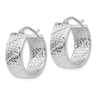Thumbnail for 14k White Gold Diamond Cut Hoop Earrings