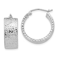 Thumbnail for 14k White Gold Diamond Cut Hoop Earrings