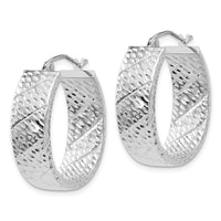 Thumbnail for 14k White Gold Diamond Cut Hoop Earrings