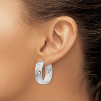 Thumbnail for 14k White Gold Diamond Cut Hoop Earrings