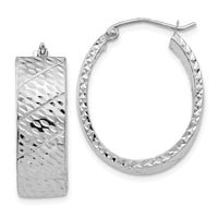 Thumbnail for 14k White Gold Diamond Cut Hoop Earrings