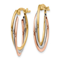 Thumbnail for 14K Tri-Color Polished Oval Hoop Earrings