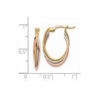 Thumbnail for 14K Tri-Color Polished Oval Hoop Earrings