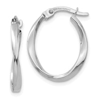 Thumbnail for 14K White Gold Polished Oval Twist Hoop Earrings