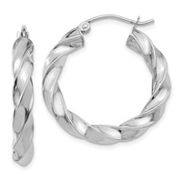 Thumbnail for 14k White Gold Light Twisted Hoop Earrings