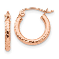 Thumbnail for 14k Rose Gold Lightweight Diamond-cut Hoop Earrings
