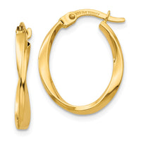 Thumbnail for 14K Gold Polished Twisted Oval Hoop Earrings