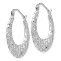 Thumbnail for 14k White Gold Satin and Diamond-cut Hoop Earrings