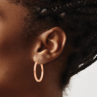 Thumbnail for 14k Rose Gold Lightweight Square Tube Hoop Earrings