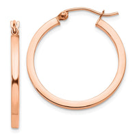 Thumbnail for 14k Rose Gold Lightweight Square Tube Hoop Earrings