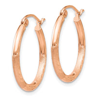 Thumbnail for 14k Rose Gold Lightweight Satin Diamond Cut Hoop Earrings