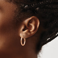 Thumbnail for 14k Rose Gold Lightweight Satin Diamond Cut Hoop Earrings
