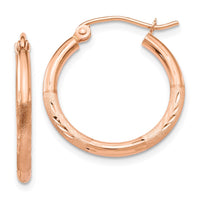 Thumbnail for 14k Rose Gold Lightweight Satin Diamond Cut Hoop Earrings