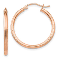 Thumbnail for 14k Rose Gold Lightweight Satin Diamond Cut Hoop Earrings