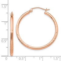 Thumbnail for 14k Rose Gold Lightweight Satin Diamond Cut Hoop Earrings