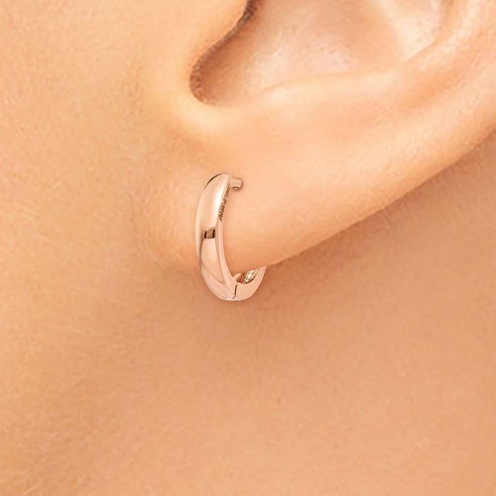 14k Rose Gold Round Hinged Hoop Earrings