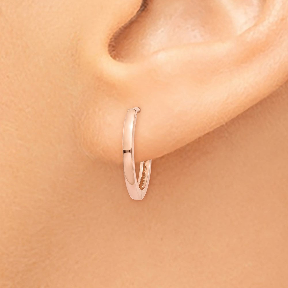 14k Rose Gold Round Hinged Hoop Earrings