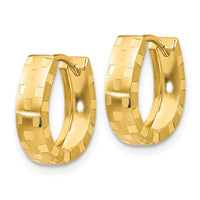 Thumbnail for 14K Diamond Cut 4mm Patterned Hinged Hoop Earrings