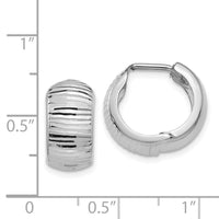 Thumbnail for 14K White Gold Textured and Polished Hinged Hoop Earrings