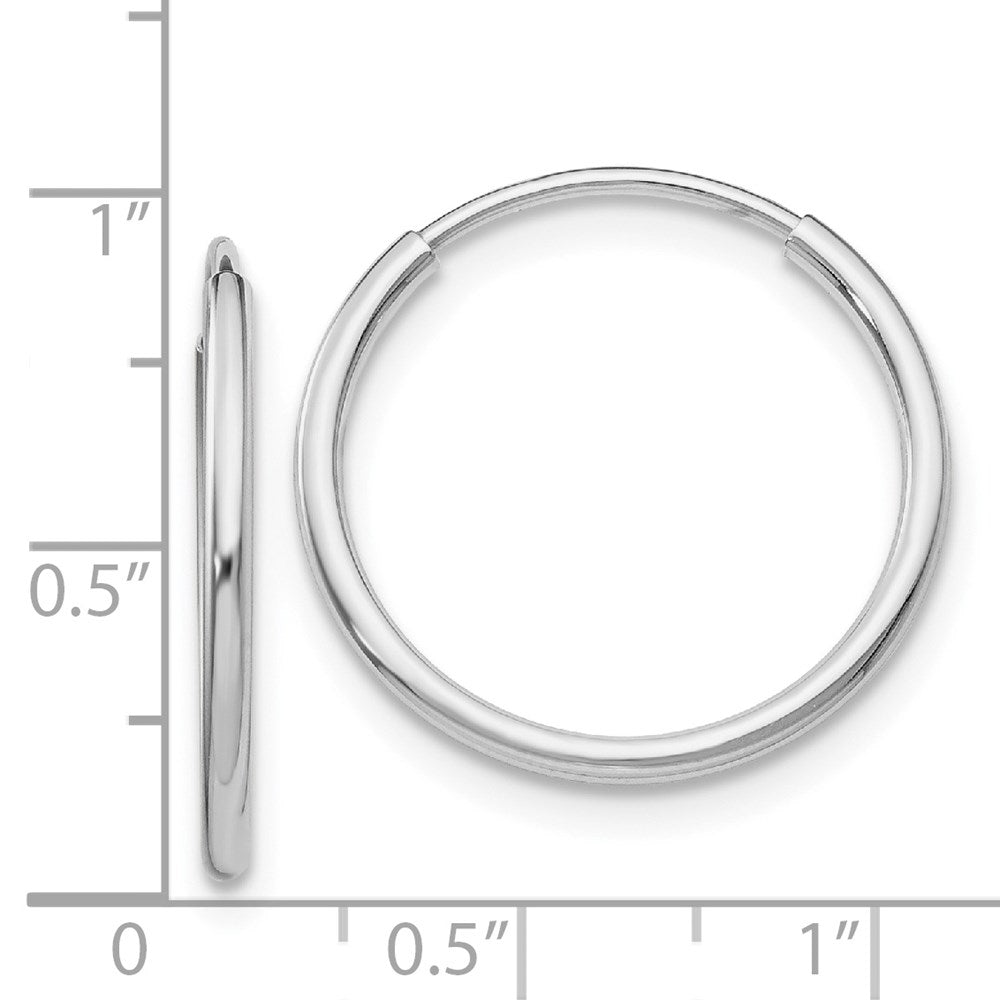 14k White Gold Polished Endless Tube Hoop Earrings