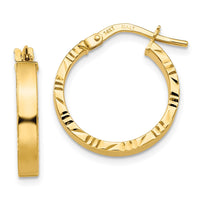Thumbnail for 14K Small 3mm Diamond Cut Edge Polished Hoop Earrings
