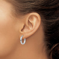 Thumbnail for 14K White Gold Small 3mm Diamond Cut Edge Polished Hoop Earrings